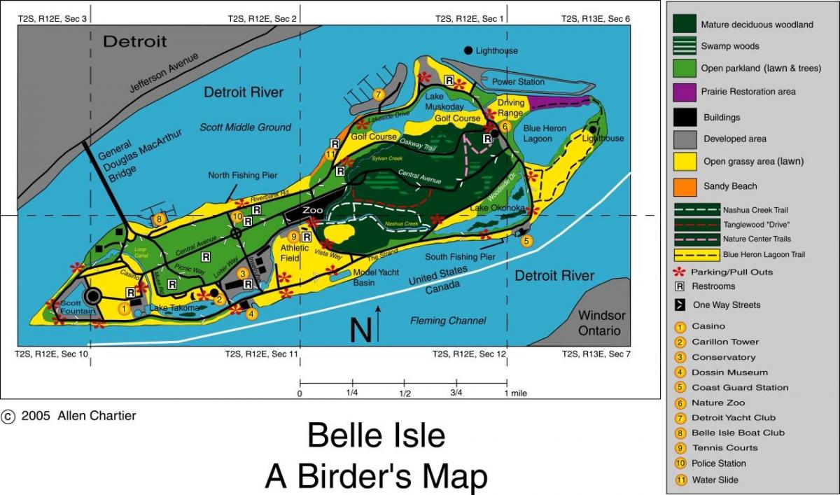 žemėlapis Belle Isle Detroit
