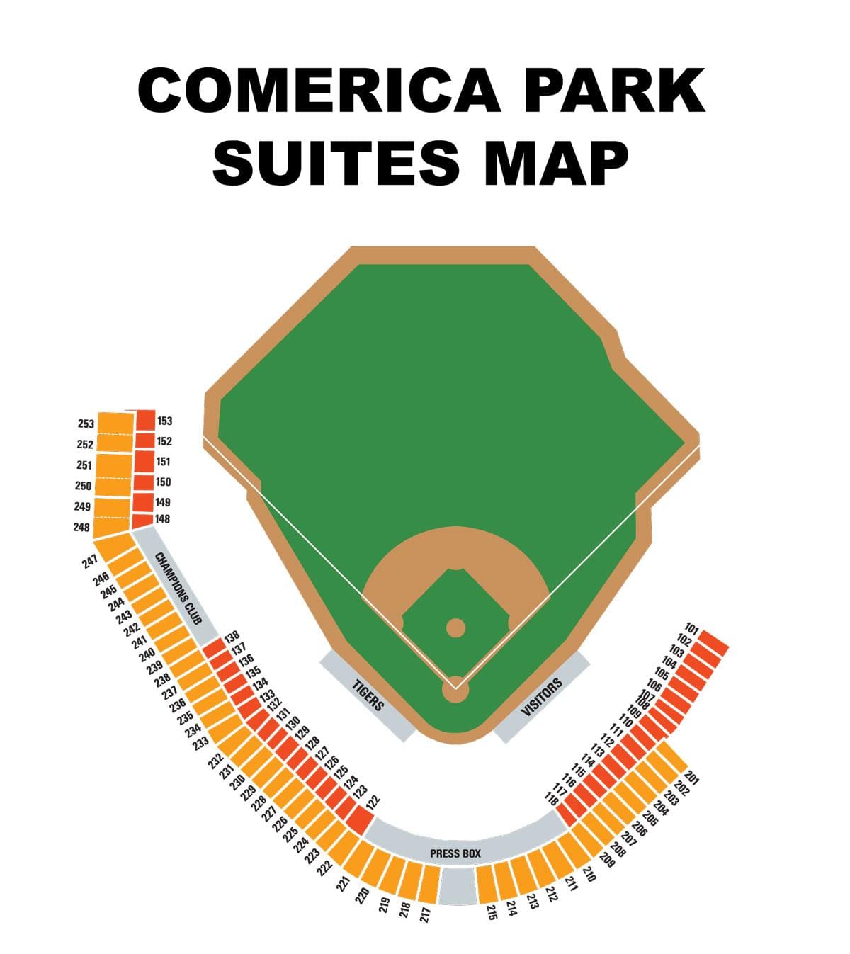 comerica parkas žemėlapis krėslų