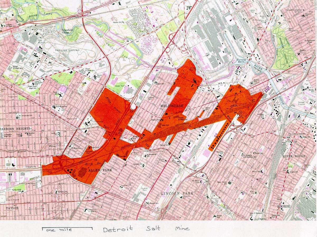 žemėlapis Detroit druskų kasyklos
