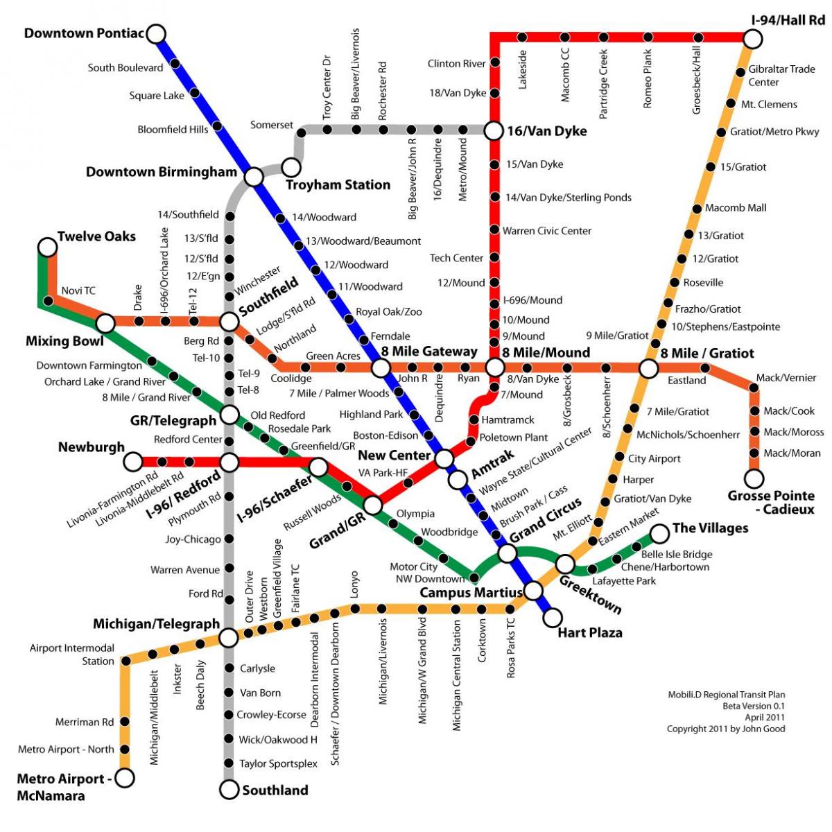 Detroit tranzito žemėlapyje