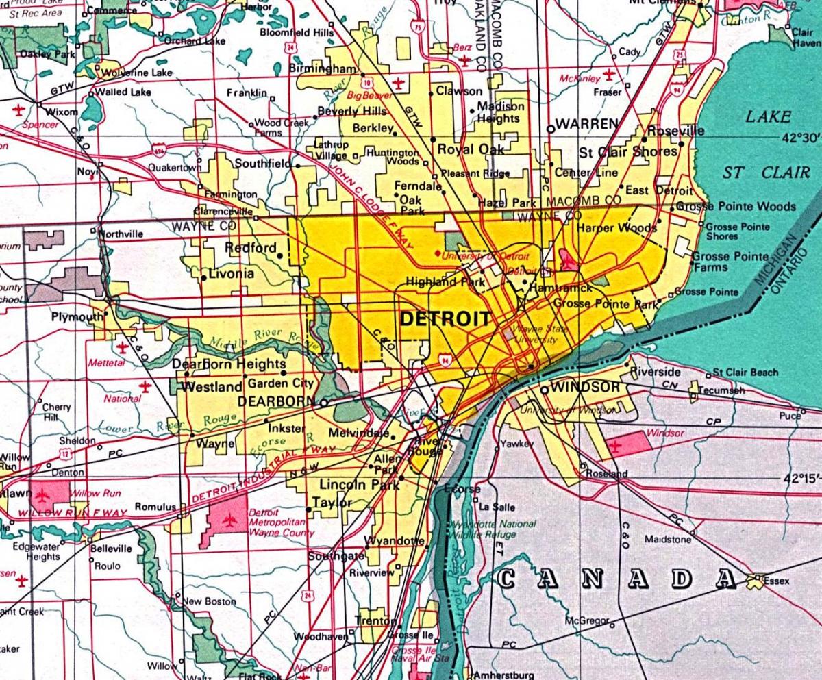žemėlapis Detroit