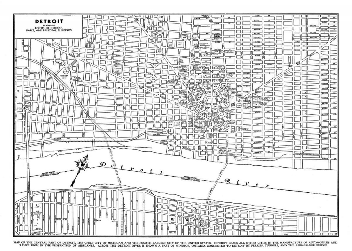 Miestas Detroitas žemėlapyje