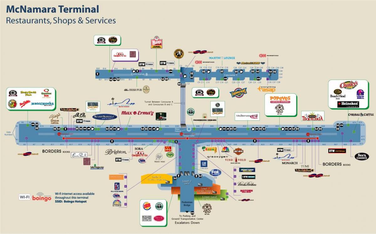 Detroito oro Uosto, restoranas žemėlapyje