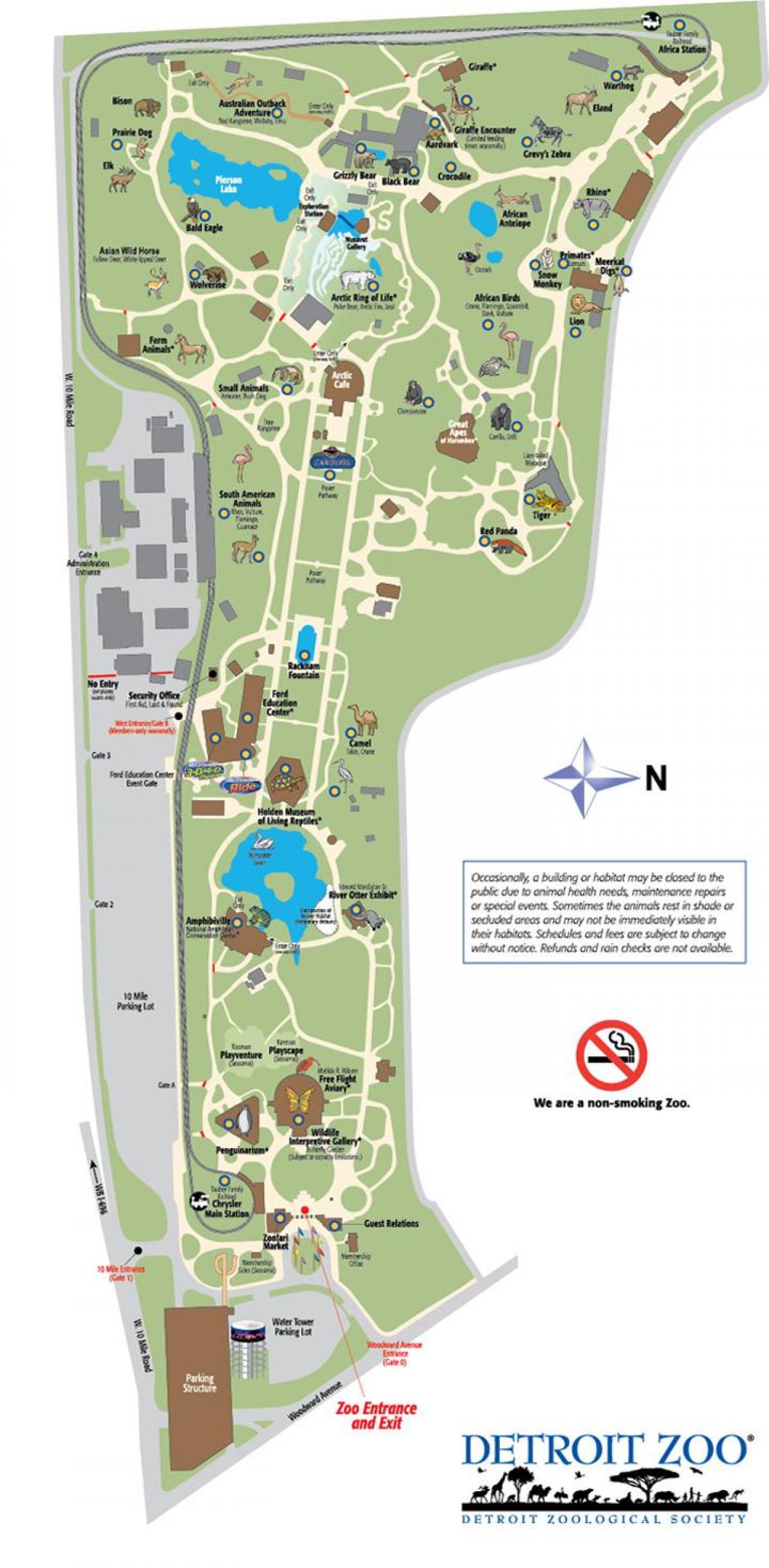 žemėlapis Detroito zoologijos sodas