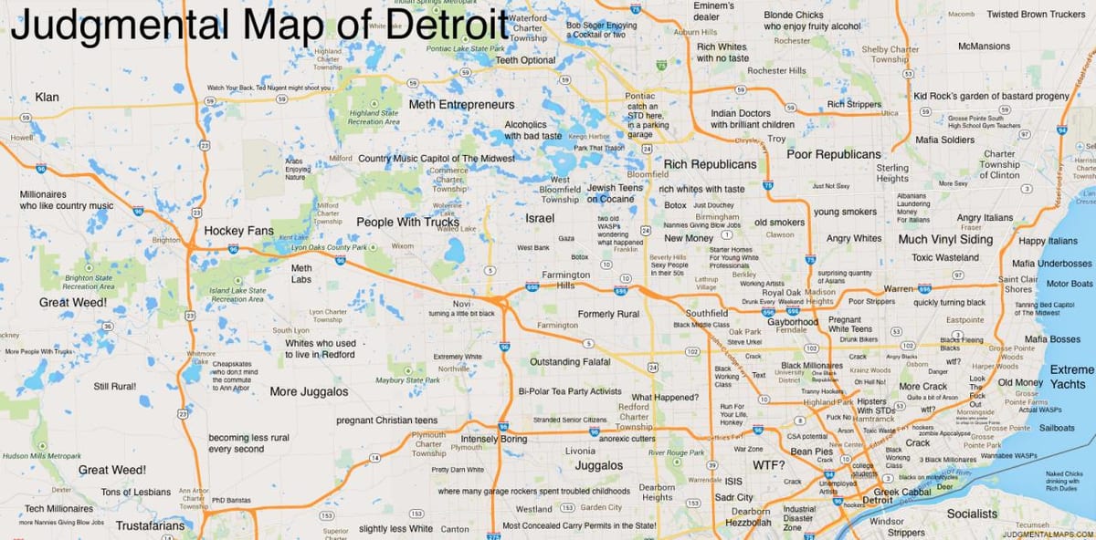vertinimais žemėlapis Detroit