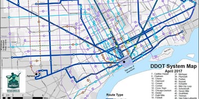 Žemėlapis Detroit Autobusų