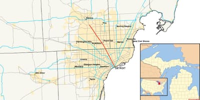 Detroit savivaldybių žemėlapis