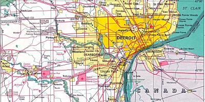 Žemėlapis Detroito priemiesčiuose